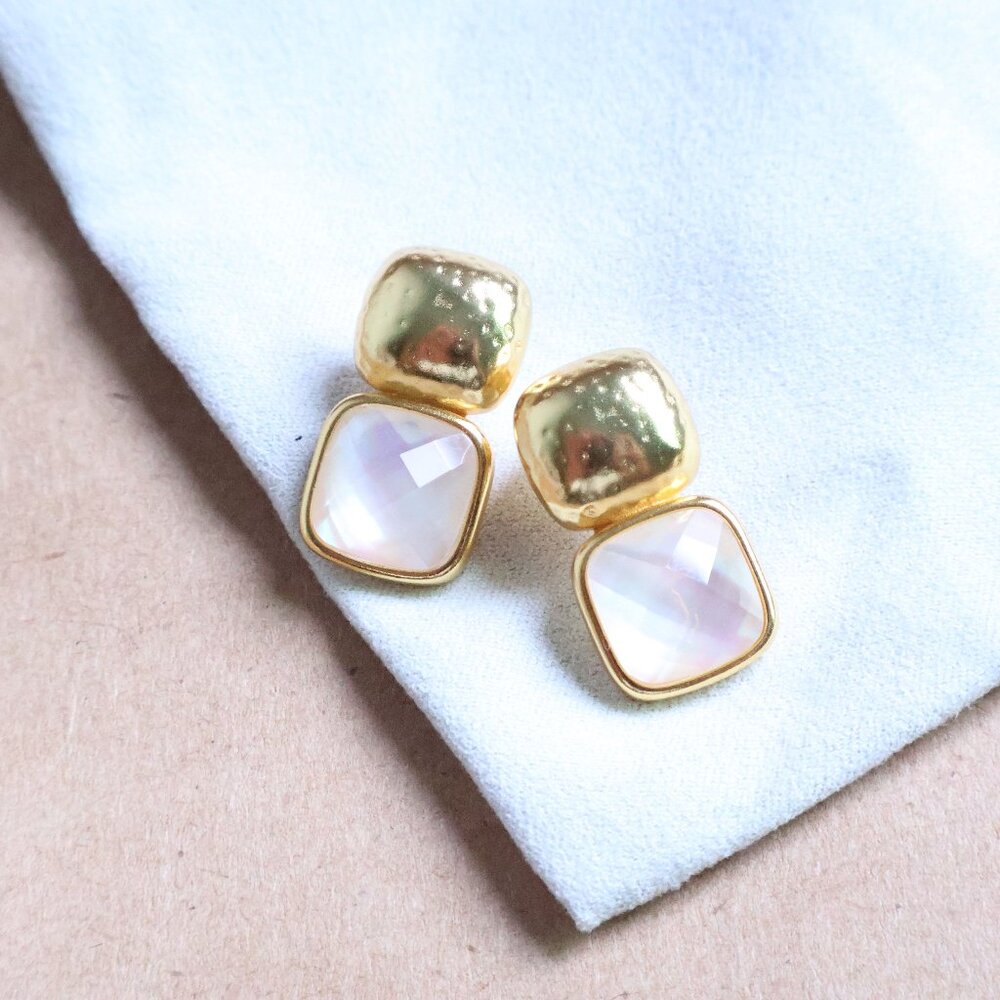 NEW Julie Vos Gold Clear Crystal Catalina Earrings